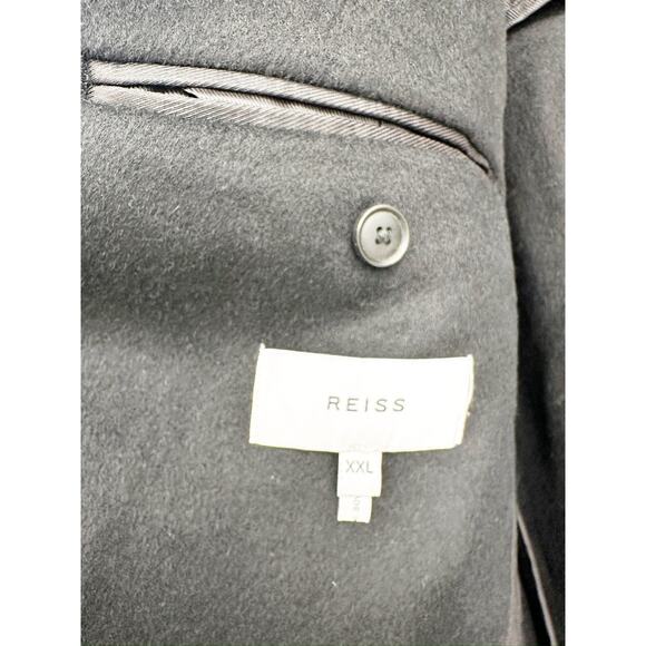 Reiss Gable Black Wool Blend Single Breasted Epsom Overcoat Size XXL - Picture 6 of 11
